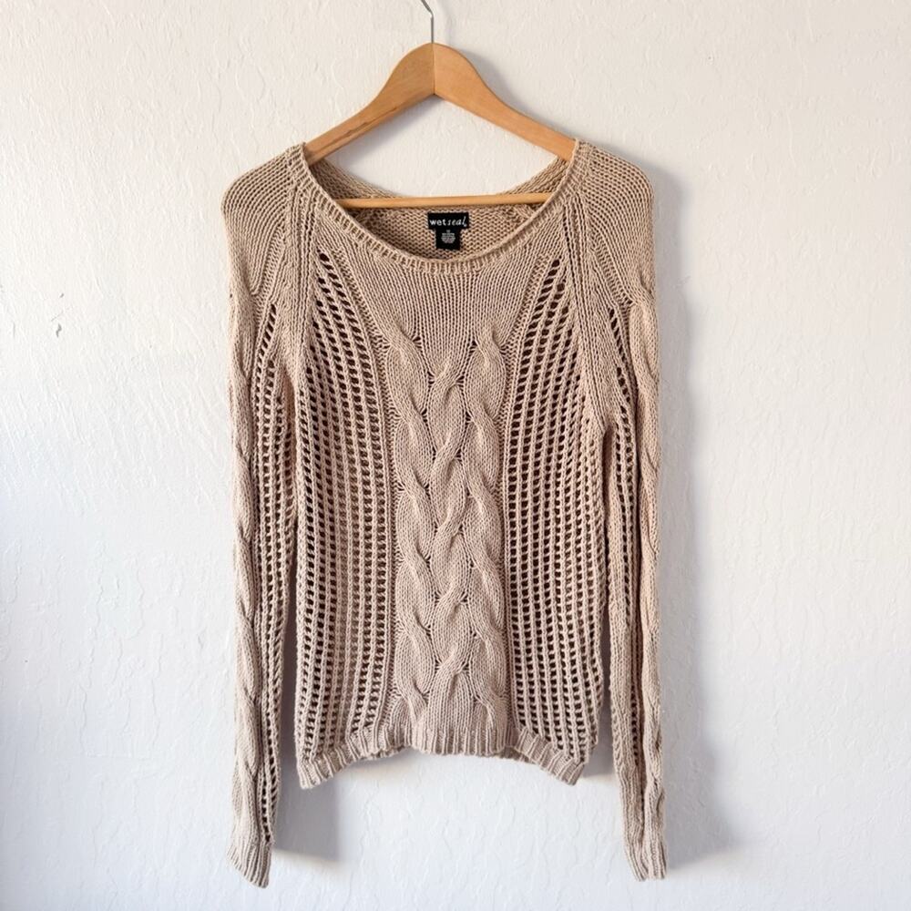 Vintage Wet Seal Beige Cable Knit Sweater